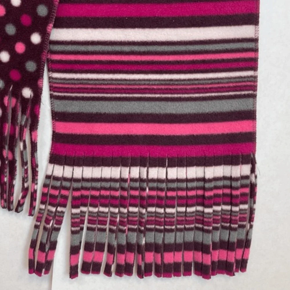 JOE BOXER Fleece Scarf‎ Women's OSFM Multicolor Polka Dot Stripe Fringe Design